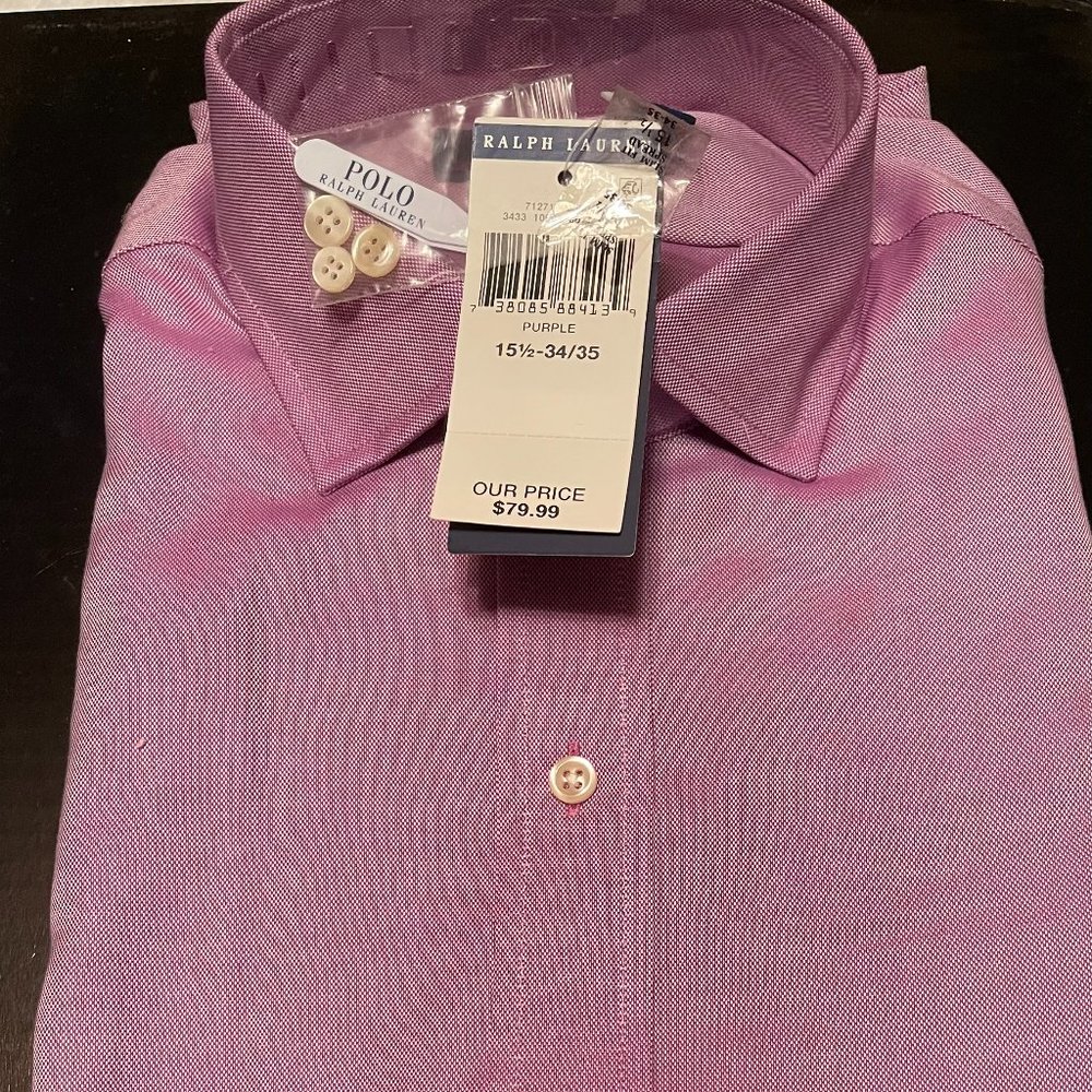 Polo Ralph Lauren Classic- Fit Spread Collar Solid Poplin Dress Shirt 15.5 34/35